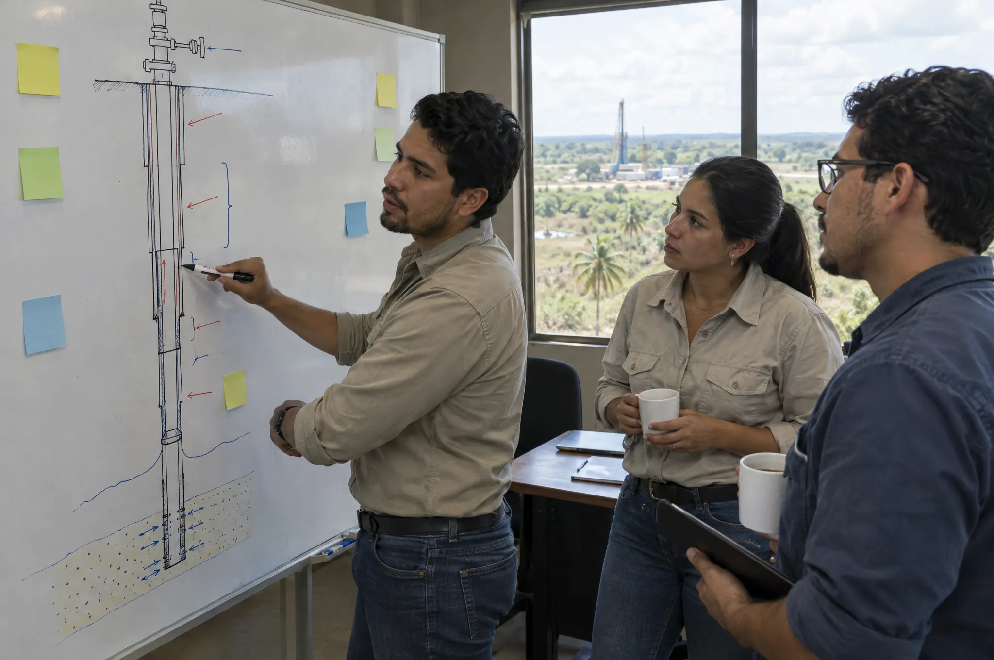 Ingenieros de FORBEX planificando la reactivación de un pozo