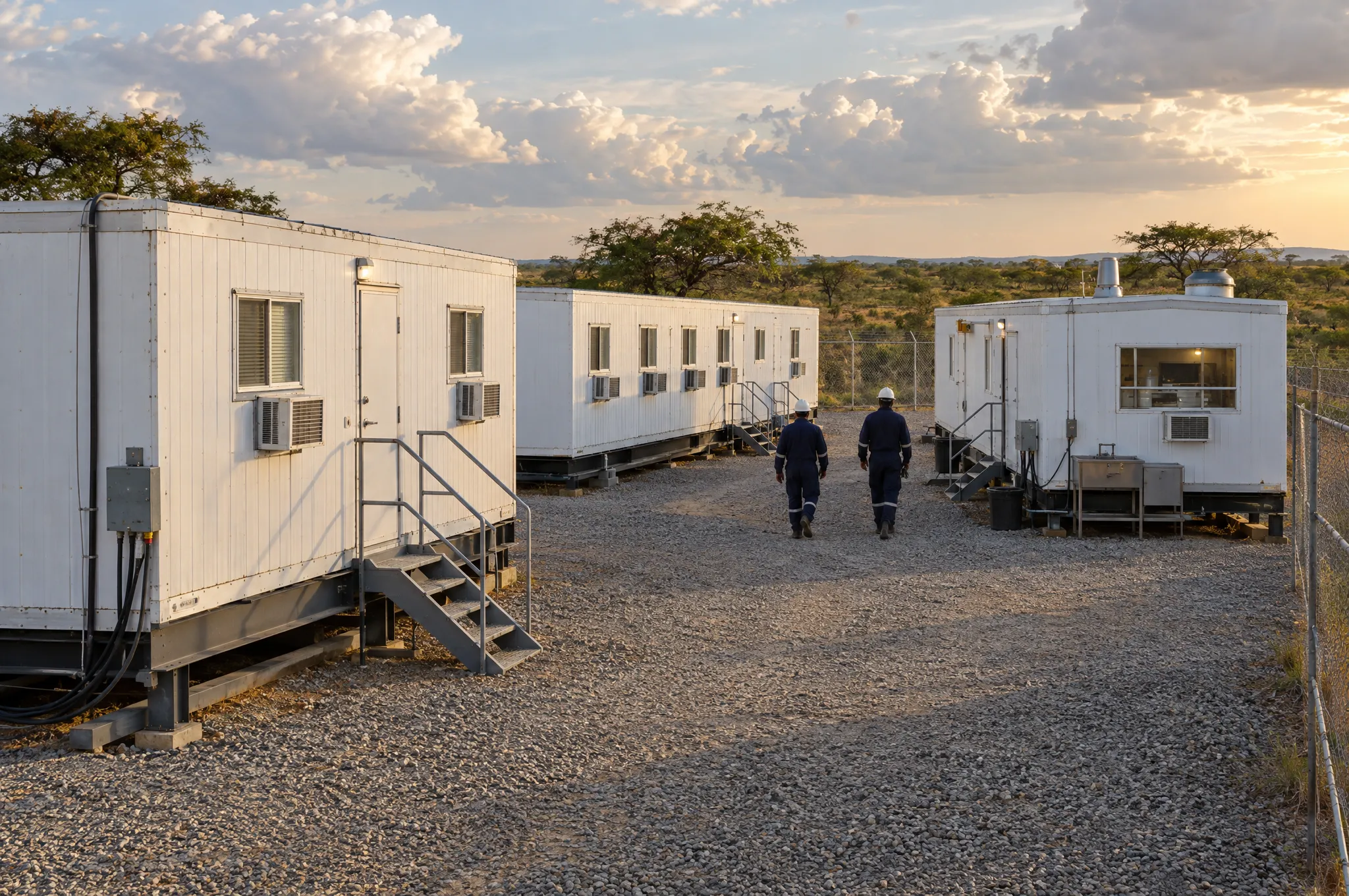 Trailers y módulos habitacionales en campo